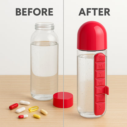 Water Bottle With Built-in 7-day Pill Organizer- 900ML