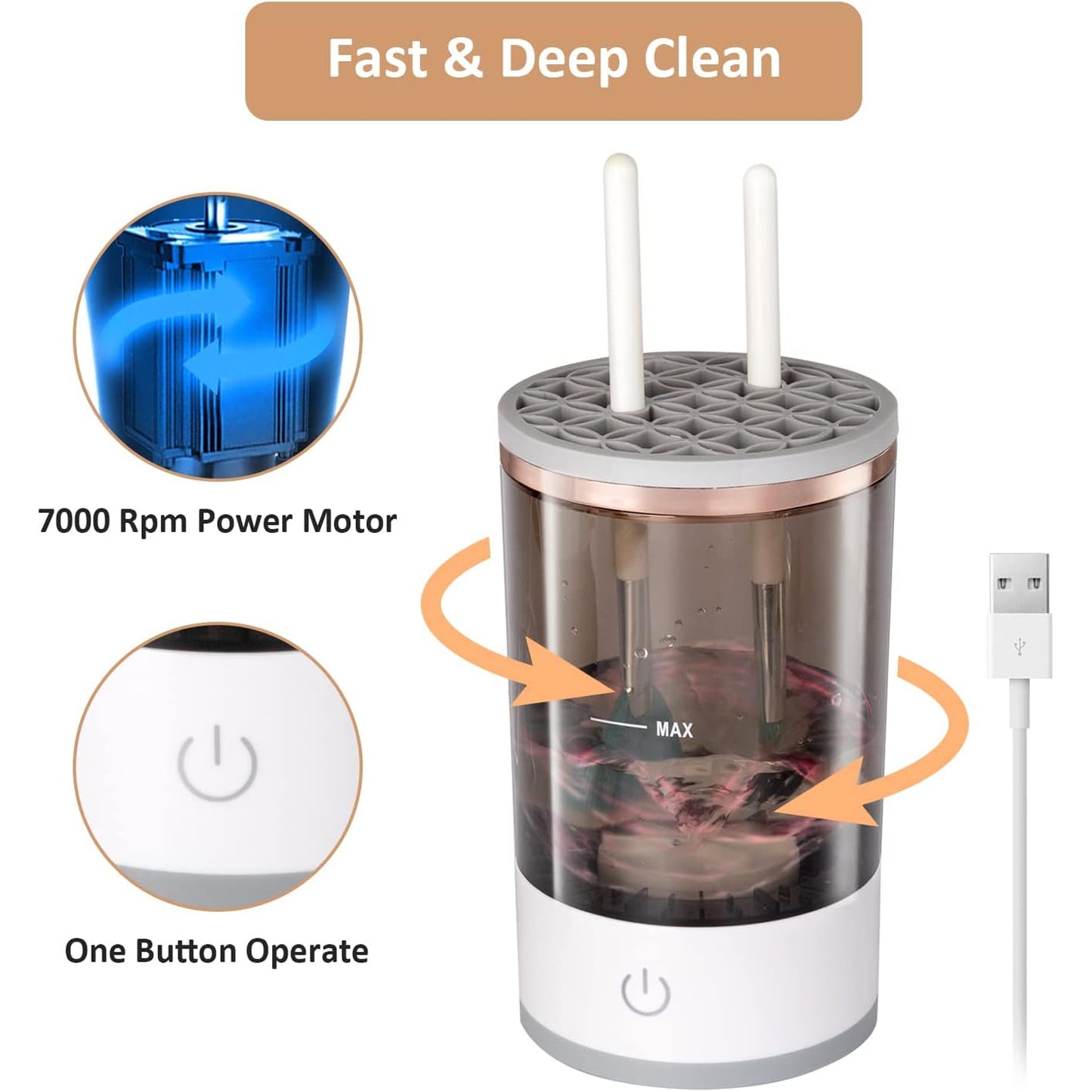 Automatic Electric Makeup Brush Cleaner & Organizer – Hands-Free, Deep Clean in Seconds
