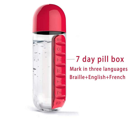 Water Bottle With Built-in 7-day Pill Organizer- 900ML