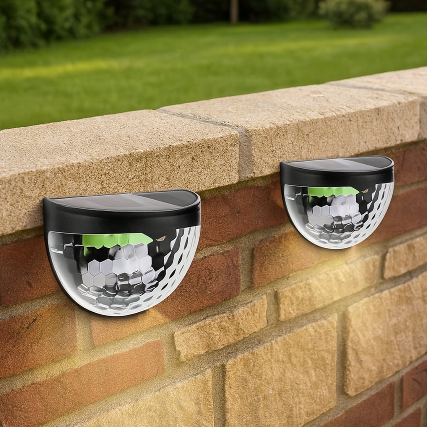 6 Led Solar Powered Wall Mount Fence Light With Honeycomb Shade Design (2 Pc Set)